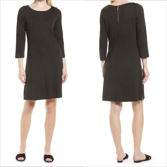 Tommy Bahama Dresses & Skirts - Tommy Bahama Drapey Ponte Dress Size Small NEW 3/4 Sleeve Black Tencel Modal